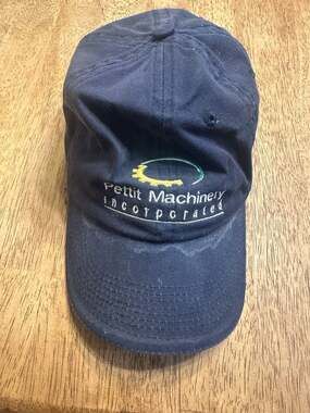 Vintage Pettit Machinery John Deere & JCB Dealer Navy Blue Strapback Hat